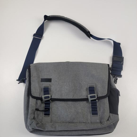 Timbuk2 Command Messenger Bag Laptop Gray Blue Multi-Pockets Shoulder Strap - Picture 1 of 5